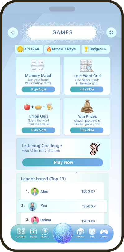 Learn via Gamification screen